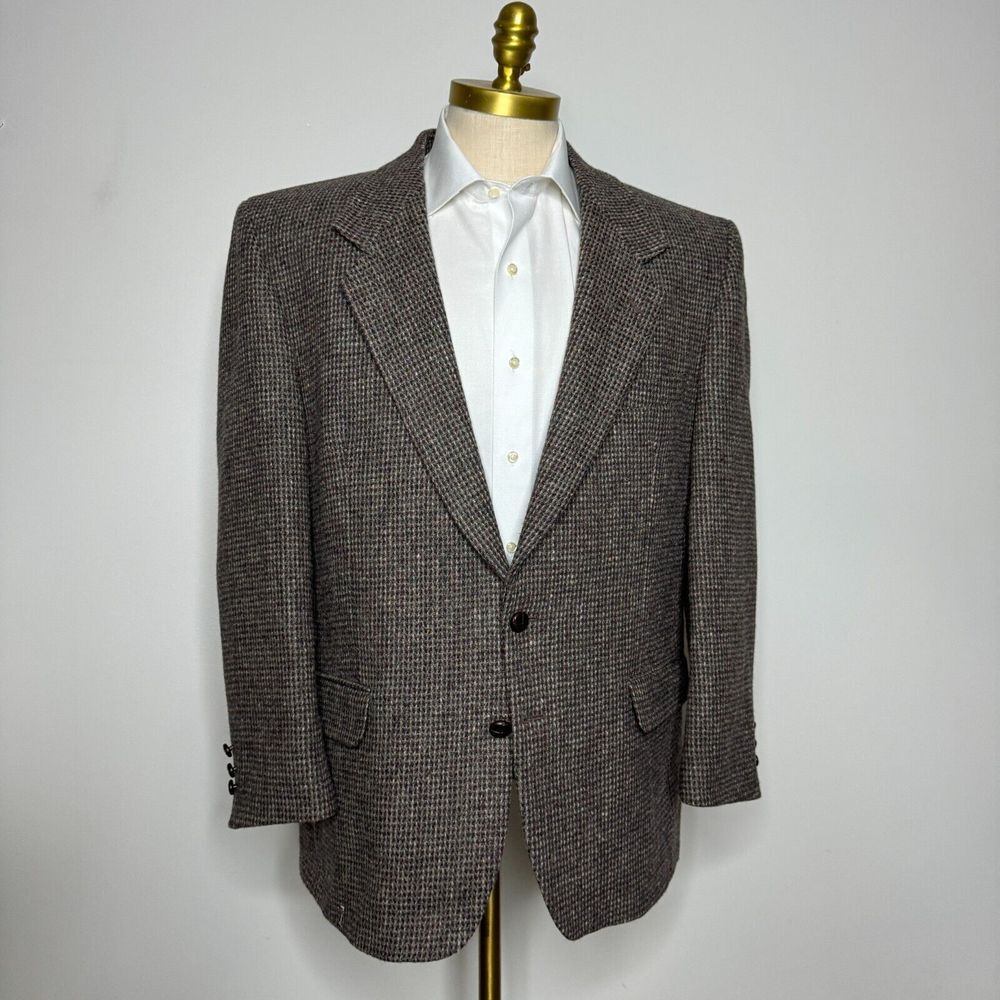 Harris Tweed Sport Coat Mens Brown 100%‎ Wool 44R